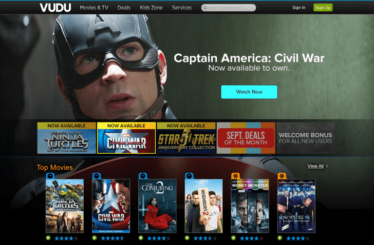 vudu-screen best movie streaming sites