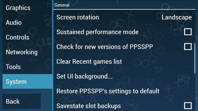 PSP System-Settings